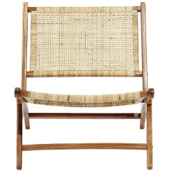 Fauteuil en teck et rotin tressé naturel