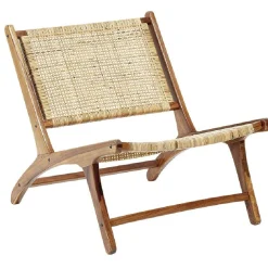 Fauteuil en teck et rotin tressé naturel
