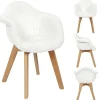 Fauteuil enfant bois assise imitation fourrure blanc 44,3x44,5xH60cm