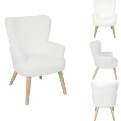 Fauteuil enfant Helsinki bois imitation fourrure blanc 45x50xH63cm