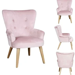 Fauteuil enfant Helsinki bois effet peau de pêche rose 46x40,5xH63cm
