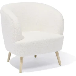Fauteuil Joseph curly effet laine bouclée blanc - L73xP66xH78 cm