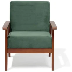 Fauteuil Joséphine effet velours vert - L64xP70xH76 cm