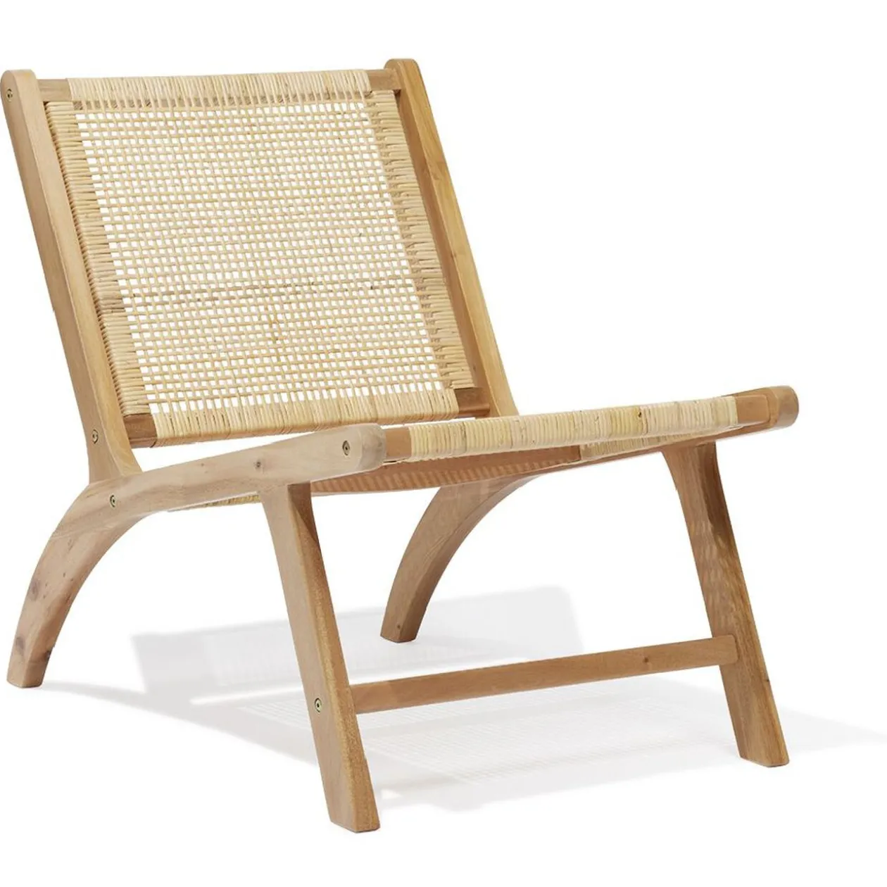 Fauteuil Nidam bois d'acajou et rotin naturel - L54xP77xH71 cm