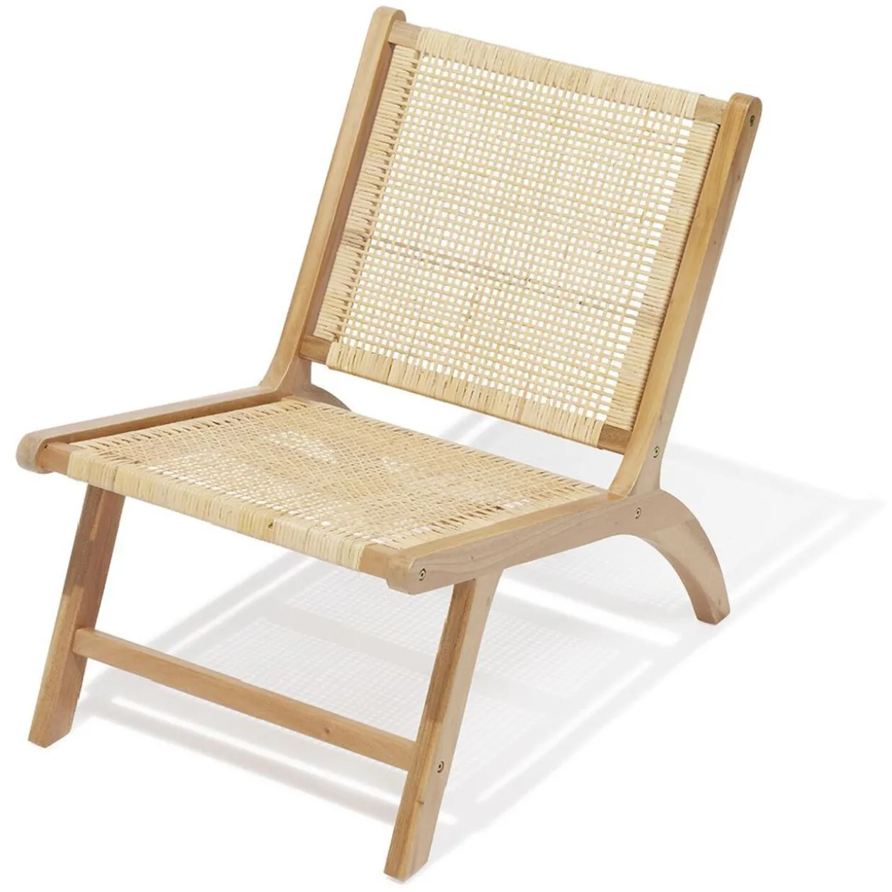 Fauteuil Nidam bois d'acajou et rotin naturel - L54xP77xH71 cm