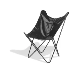 Fauteuil papillon simili noir Noa