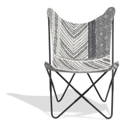 Fauteuil papillon tissu motifs noir et blanc Noa