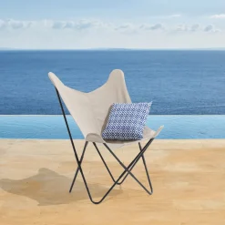 Fauteuil papillon tissu sable Noa