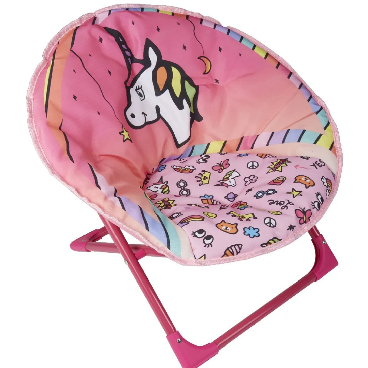 Fauteuil pliable rose motif licorne