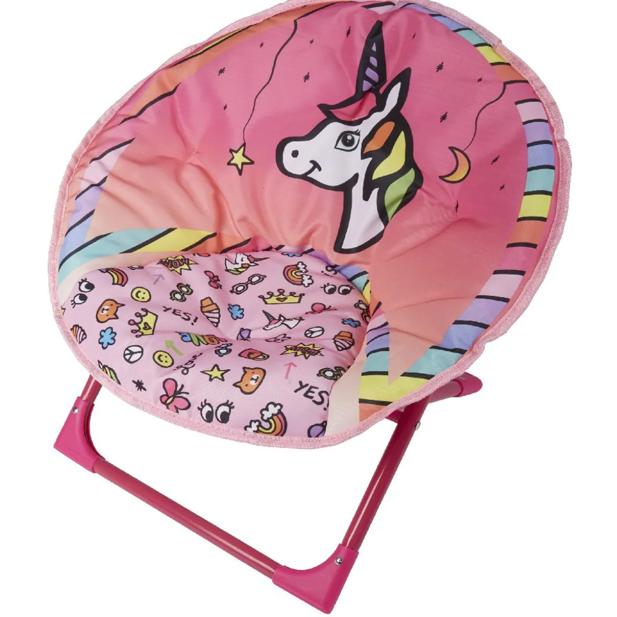 Fauteuil pliable rose motif licorne
