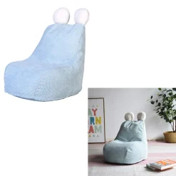 Fauteuil poire enfant Ted imitation fourrure bleu 40x29xH55 cm