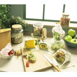 Film alimentaire réutilisable à la cire d'abeille auto-adhérent x3