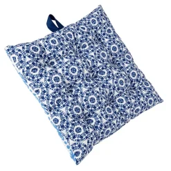 Galette de chaise bleu et blanc à motifs