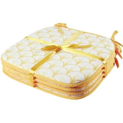 Galette de chaise carré face unie face imprimé 38x38cm x4