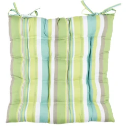 Galette de chaise carrée bayadère vert multicolore x2