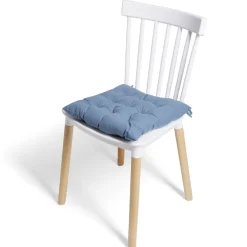 Galette de chaise carrée bleu 38x38cm 100% polyester