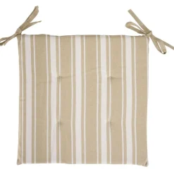 Galette de chaise carrée bayadère bleu blanc ou beige blanc 38x38cm