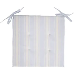 Galette de chaise carrée bayadère bleu blanc ou beige blanc 38x38cm