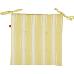 Galette de chaise carrée bayadère jaune et blanc 38x38cm