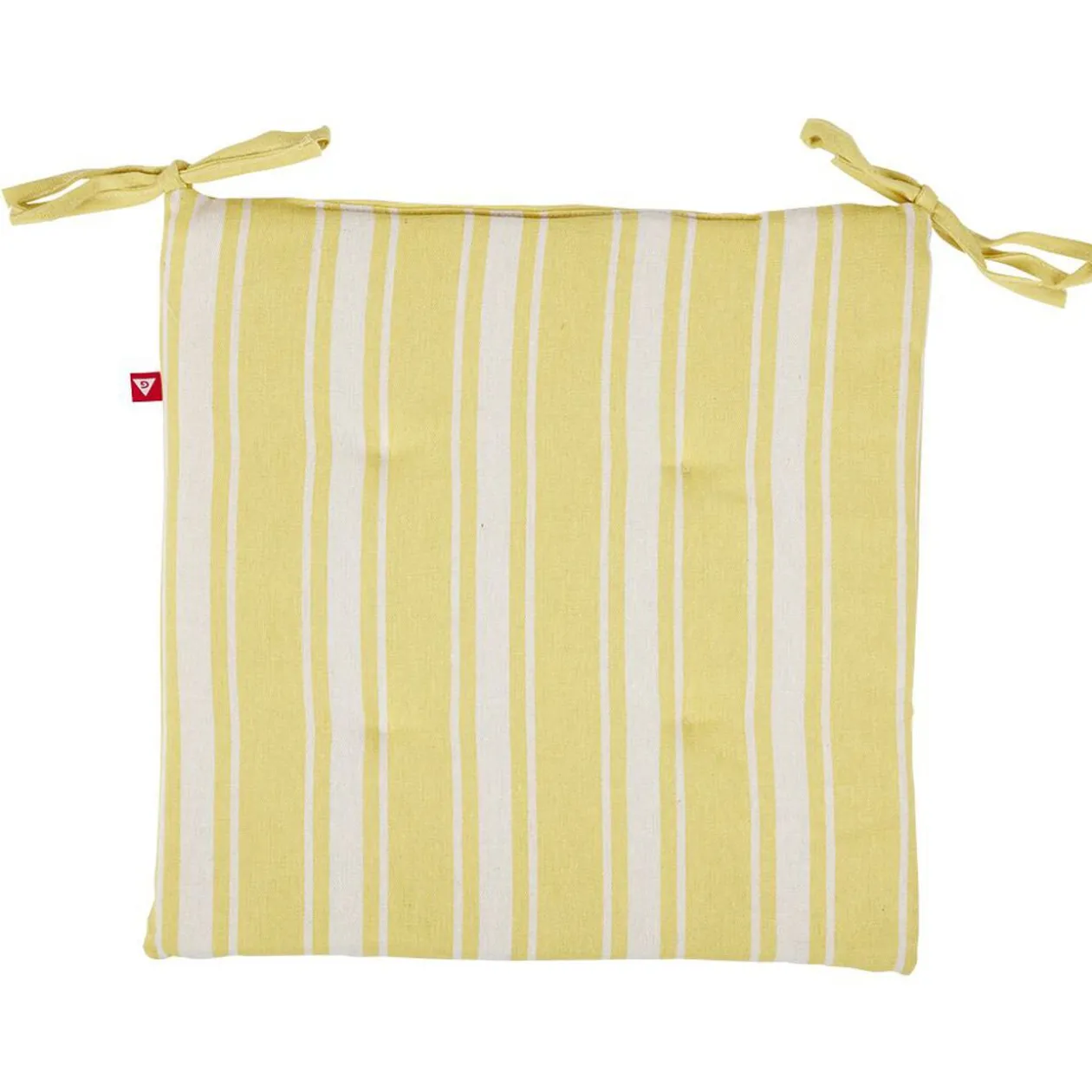 Galette de chaise carrée bayadère jaune et blanc 38x38cm