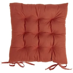 Galette de chaise carrée terracotta 38x38cm 100% polyester