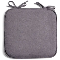 Galette de chaise carrée 38x36cm à nouettes polycoton gris