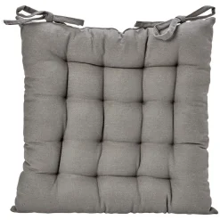 Galette de chaise effet lin rayé gris beige x2