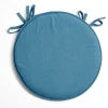 Galette de chaise ronde Ø38cm à nouettes polycoton bleu