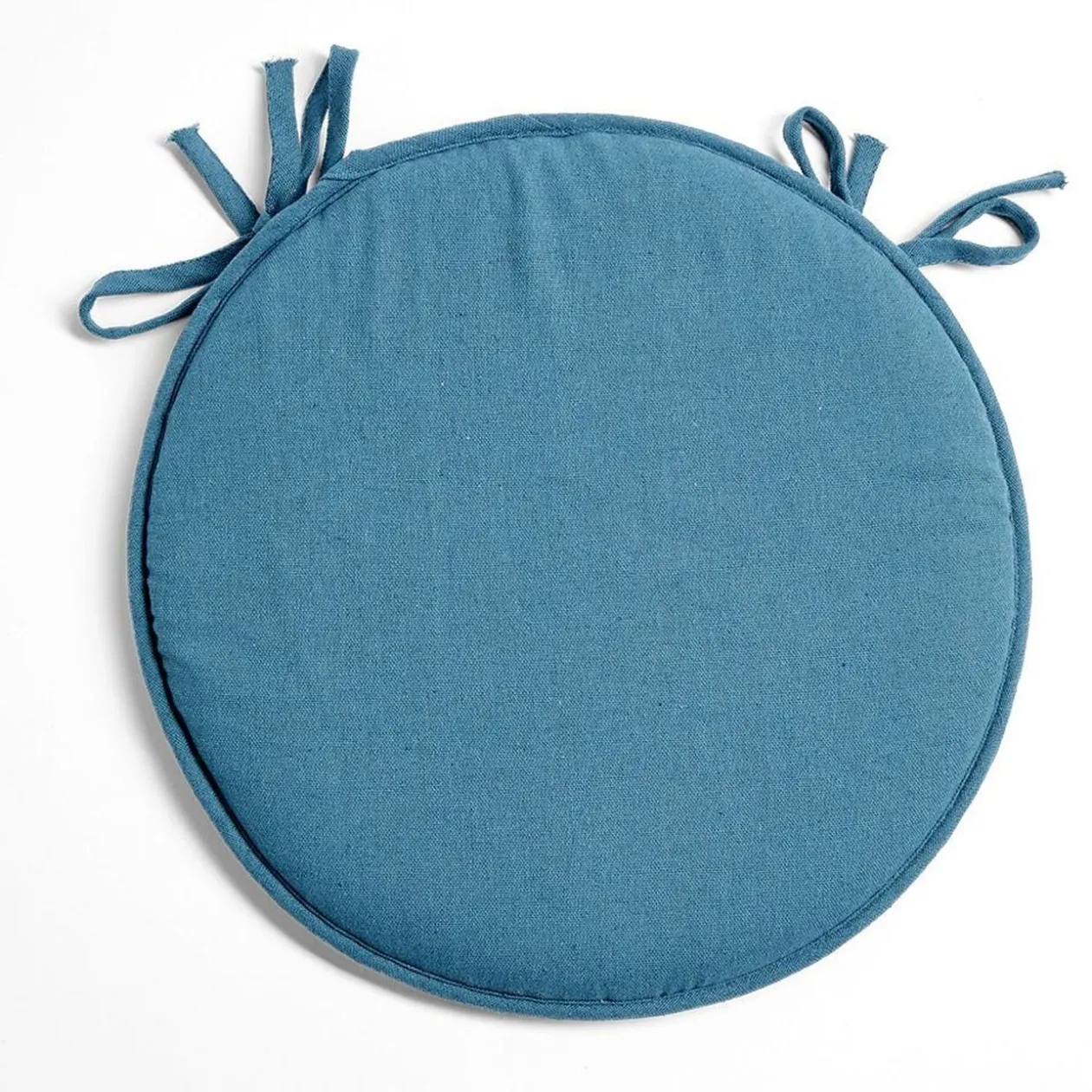 Galette de chaise ronde Ø38cm à nouettes polycoton bleu