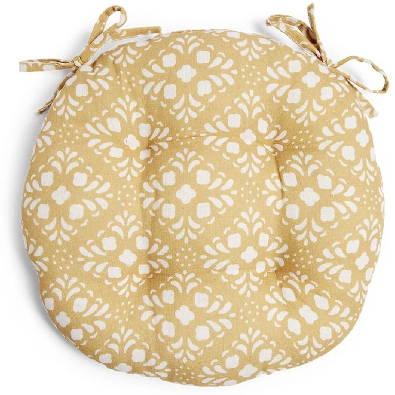 Galette de chaise ronde Ø38cm polycoton jaune