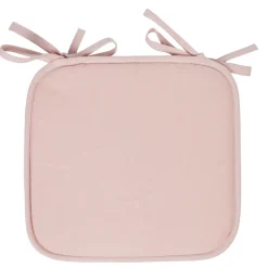 Galette de chaise uni rose poudrée avec attaches