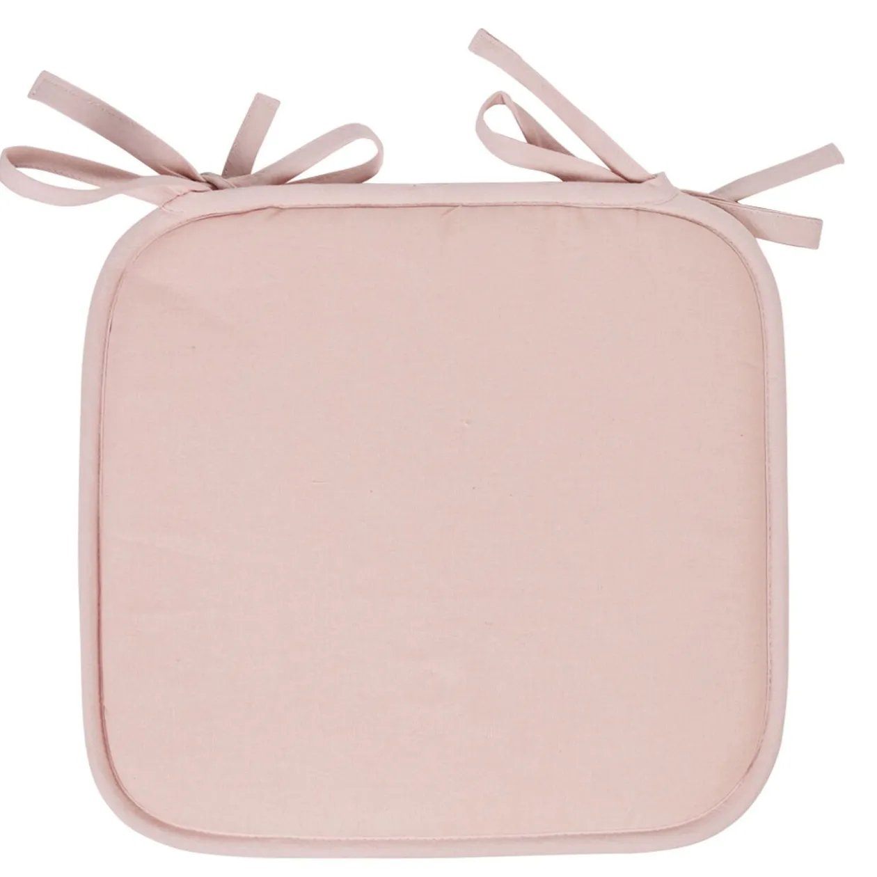 Galette de chaise uni rose poudrée avec attaches