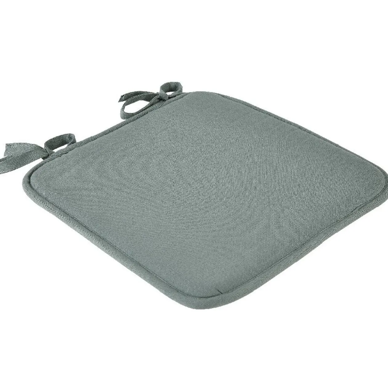 Galette de chaise unie à nouettes vert d'eau