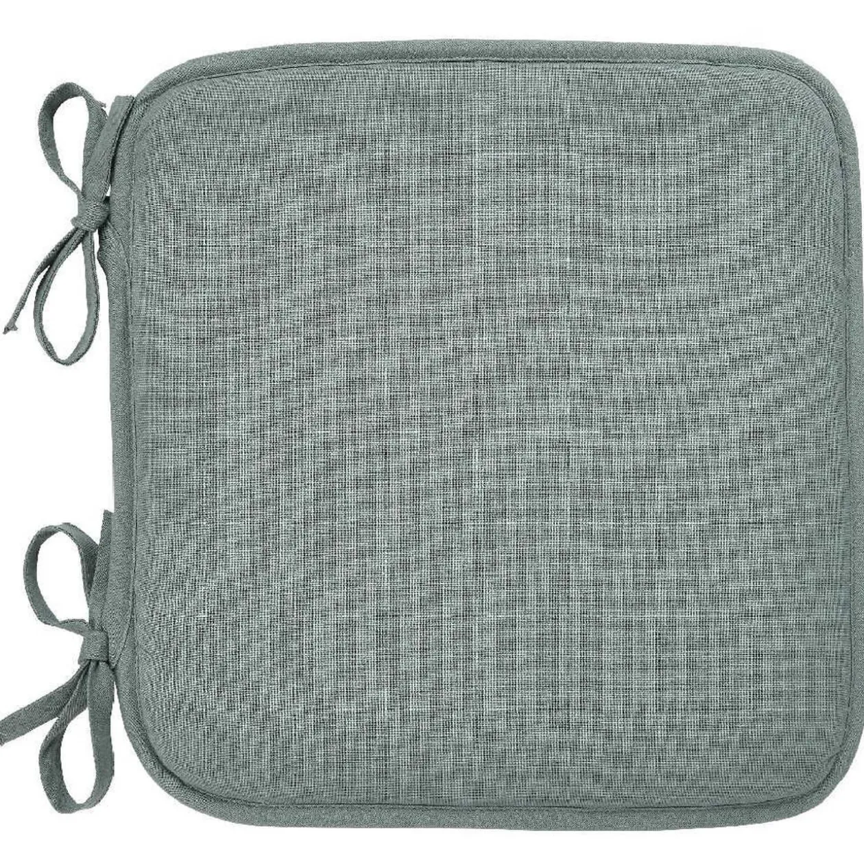 Galette de chaise unie à nouettes vert d'eau