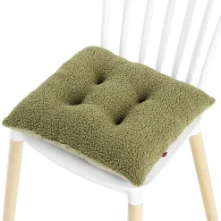 Galette de chaise 40x40cm effet laine bouclée terracotta