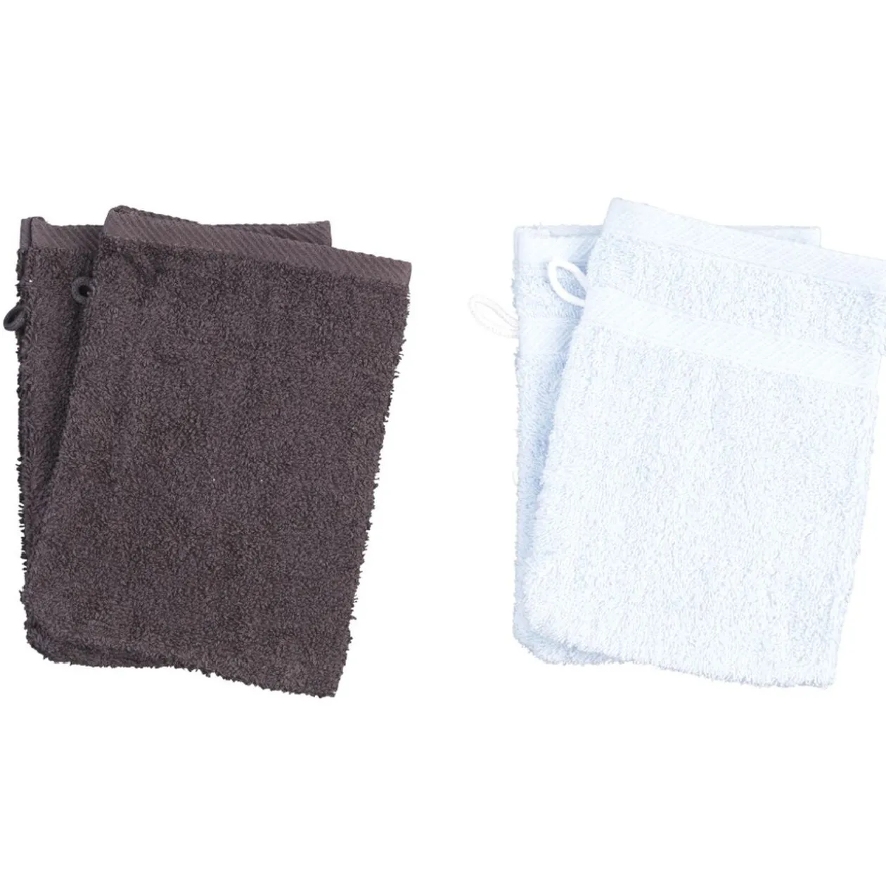 Gant de toilette en coton uni x4