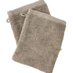 Gant de toilette en coton taupe x 2