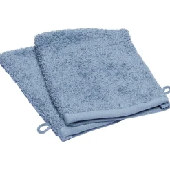 Gant de toilette x2 coton bleu