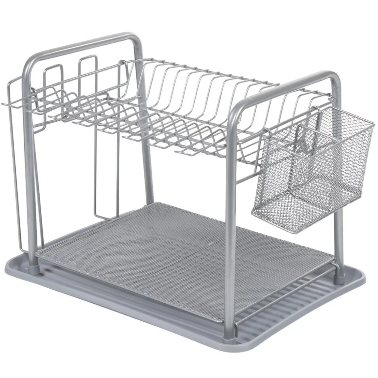 Égouttoir à vaisselle métallique gris