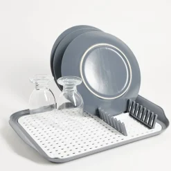 Égouttoir à vaisselle 30,3x41,5x3,8cm plastique gris et blanc