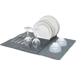 Égouttoir avec tapis pliable gris foncé 11 rangées 12 picots