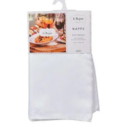 Grande nappe rectangulaire jacquard damassé blanc