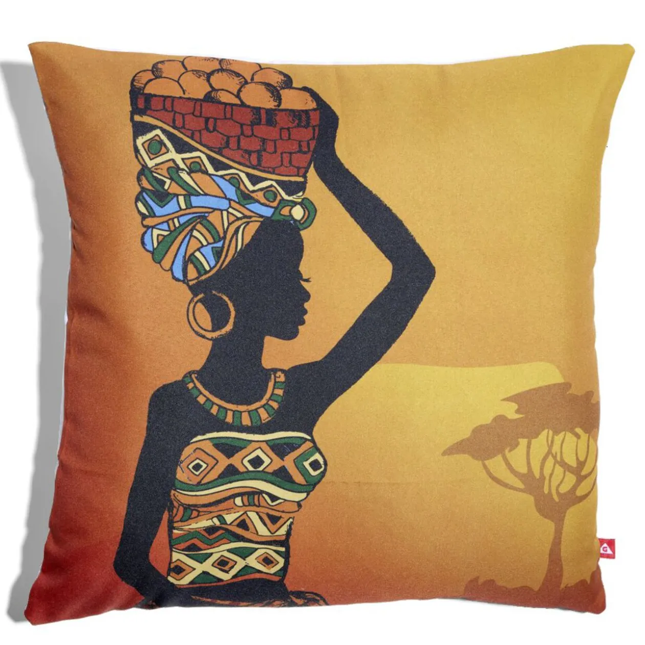 Housse coussin africaine 1 face imprimée 1 face unie 45x45cm - 4 modèles
