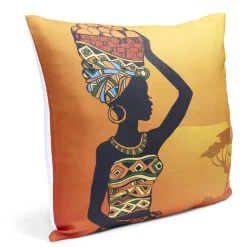 Housse coussin africaine 1 face imprimée 1 face unie 45x45cm - 4 modèles