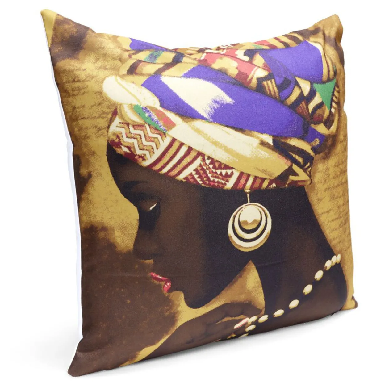 Housse coussin africaine 1 face imprimée 1 face unie 45x45cm - 4 modèles