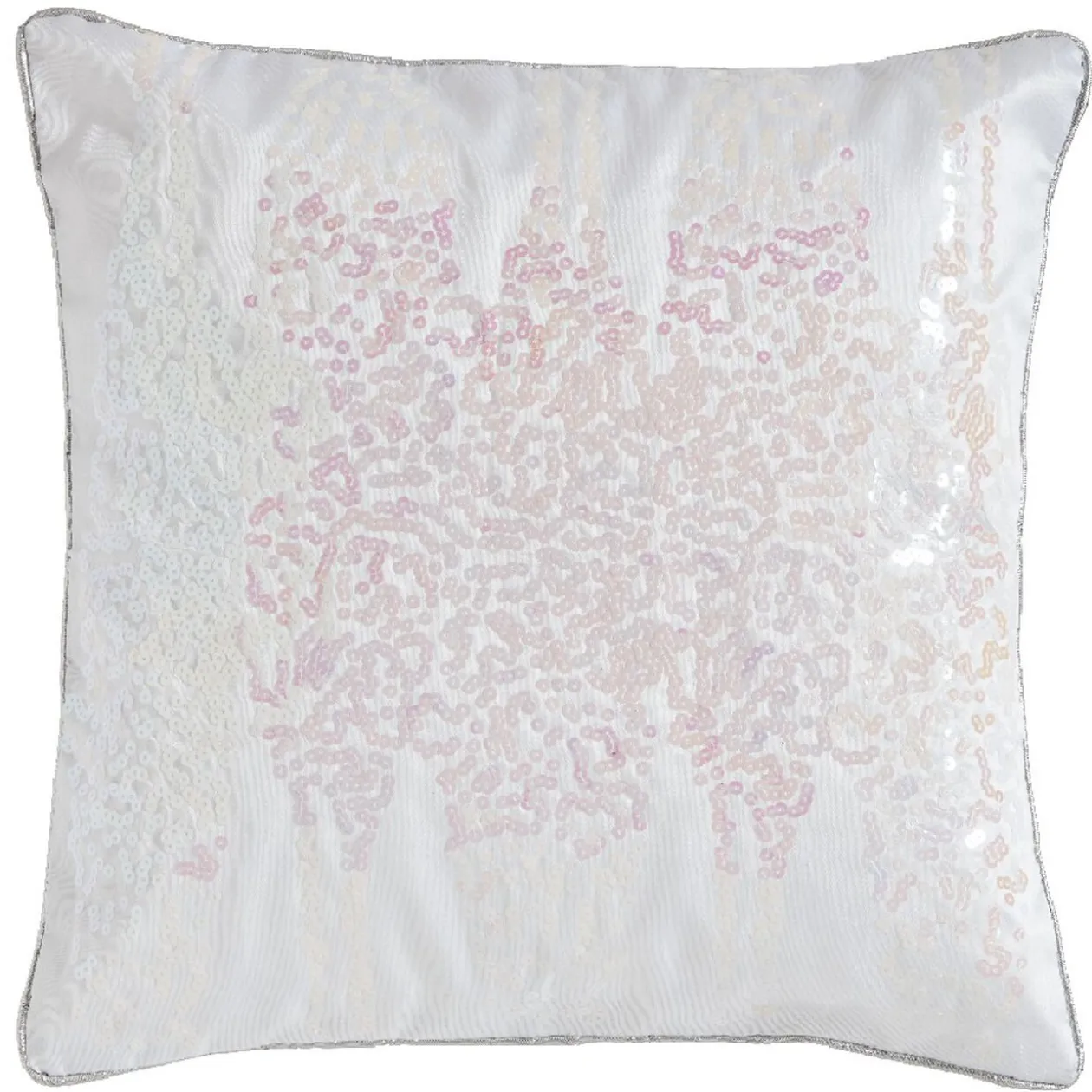 Housse coussin blanc brillant à sequins collection Serenity