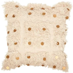 Housse coussin franges et pampilles or collection Serenity