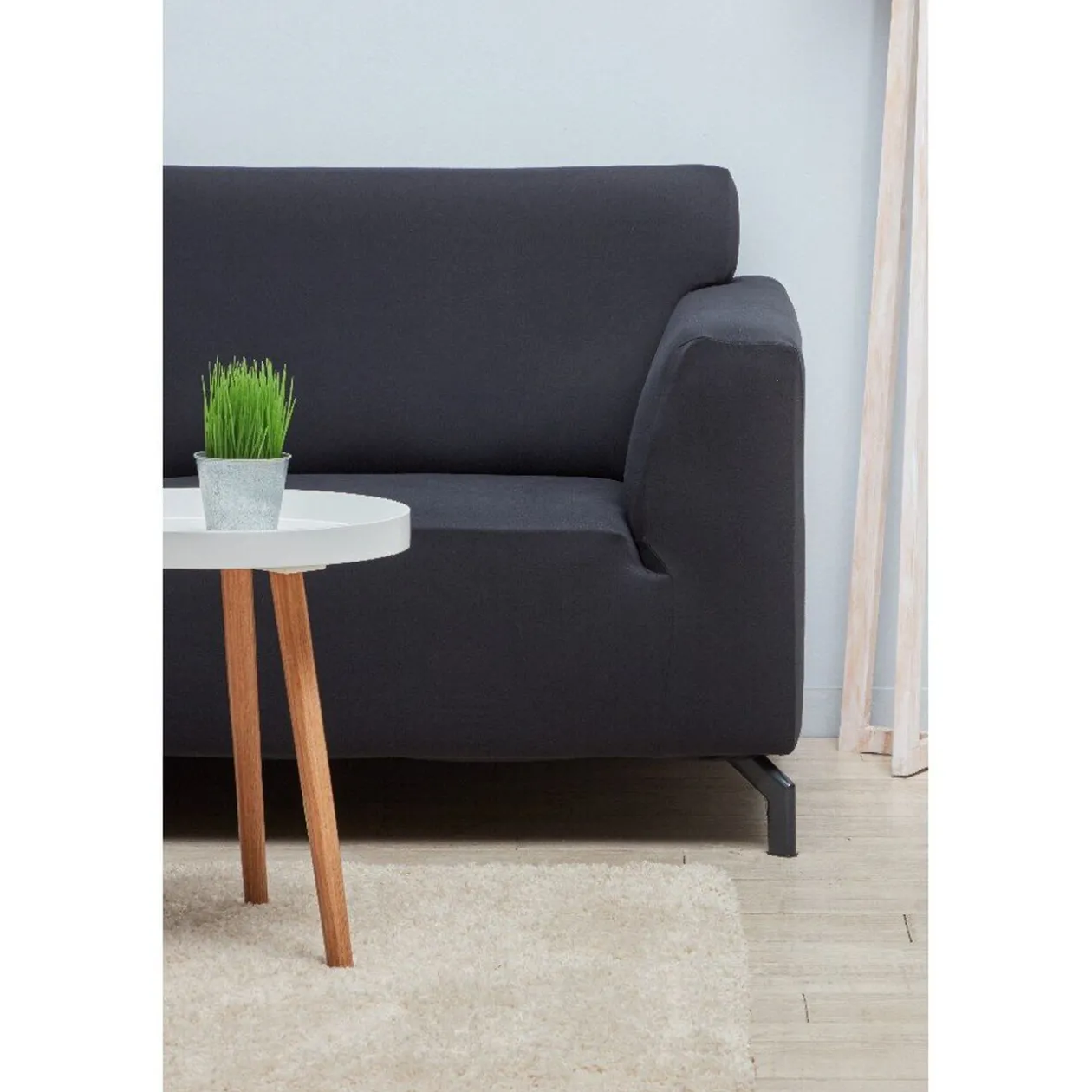 Housse de canapé 2 à 3 personnes extensible uni noir