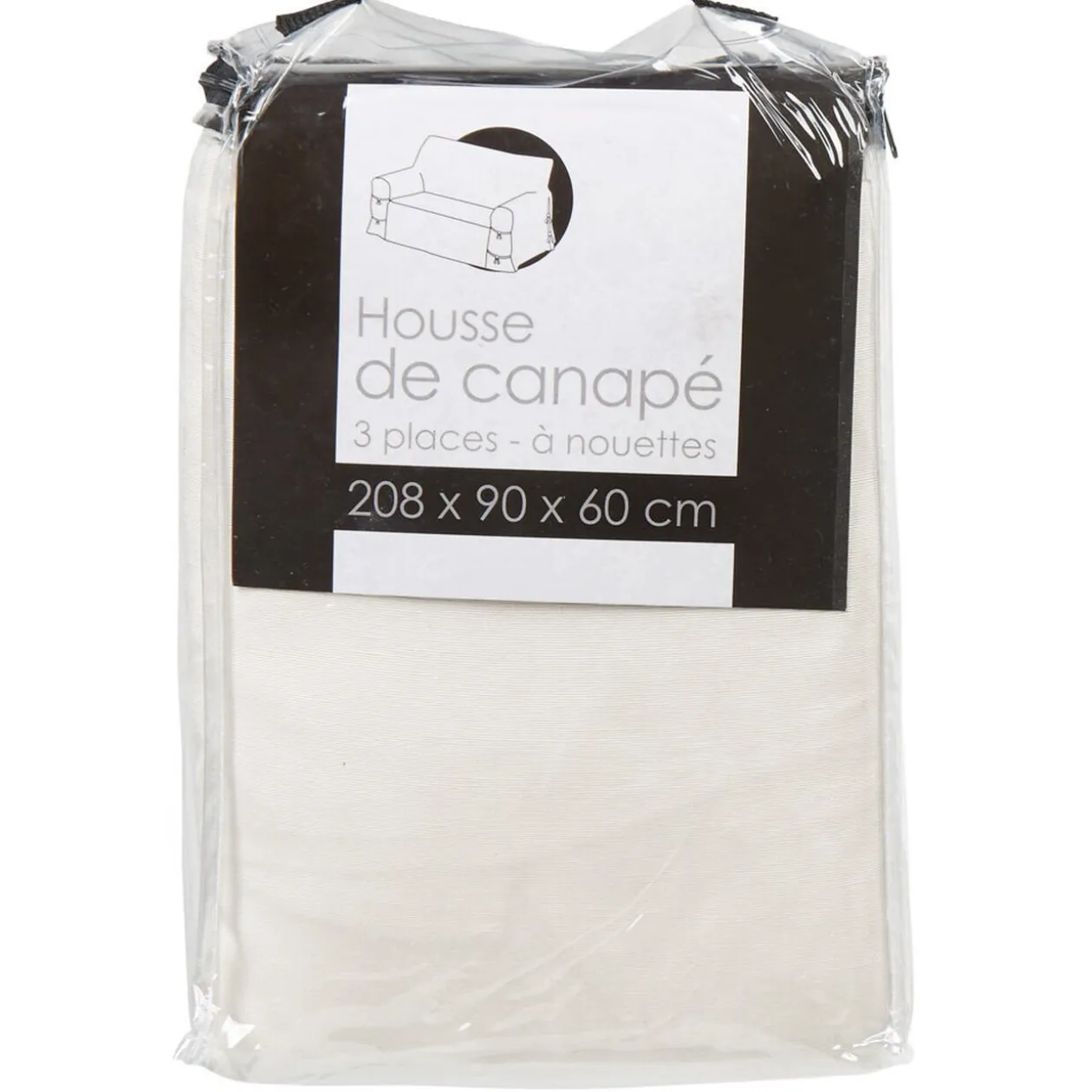 Housse de canapé 3 places beige uni