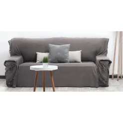 Housse de canapé 3 places gris uni